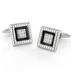 Stainless Steel CZ Black Enamel Cuff Links