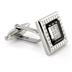 Stainless Steel CZ Black Enamel Cuff Links