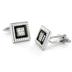 Stainless Steel CZ Black Enamel Cuff Links