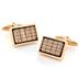 Stainless Steel CZ Black Goldtone Carbon Fiber Checkerboard Cuff Links
