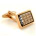 Stainless Steel CZ Black Goldtone Carbon Fiber Checkerboard Cuff Links