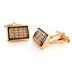 Stainless Steel CZ Black Goldtone Carbon Fiber Checkerboard Cuff Links