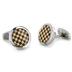 Stainless Steel Checkerboard Design Enamel Cuff Links