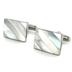 Stainless Steel Cufflinks with White Mother of Pearl Shell Inlay