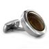 Stainless Steel Tigers Eye Inlay Cuff Links
