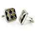 Stainless Steel with Black and White Carbon Fiber Checkerboard Inlay Cuff Links