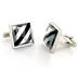 Stainless Steel with Steel Shell and Onyx Inlay Cuff Links