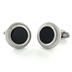 Circular Stainless Steel with Black Carbon Fiber Inlay Cuff Links