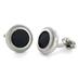 Circular Stainless Steel with Black Carbon Fiber Inlay Cuff Links