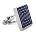 Stainless Steel Blue and Black Patterned Cufflinks - Blue and Black Squares