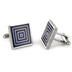 Stainless Steel Blue and Black Patterned Cufflinks - Blue and Black Squares