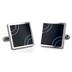 Stainless Steel Blue and Black Patterned Cufflinks - Black with Blue Arcs