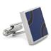 Stainless Steel Blue and Black Patterned Cufflinks - Blue with Black Arcs