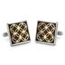 Stainless Steel Black and Gold Circle Inlay Square Cuff Links