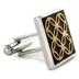 Stainless Steel Black and Gold Circle Inlay Square Cuff Links