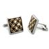 Stainless Steel Black and Gold Circle Inlay Square Cuff Links