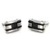 Stainless Steel Colored Inlay and Black Racing Stripe Cuff Links - Black