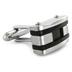 Stainless Steel Colored Inlay and Black Racing Stripe Cuff Links - Black