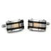 Stainless Steel Colored Inlay and Black Racing Stripe Cuff Links - Copper