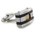 Stainless Steel Colored Inlay and Black Racing Stripe Cuff Links - Copper