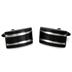 Black Stainless Steel with White Stripes Cuff Links