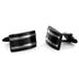 Black Stainless Steel with White Stripes Cuff Links