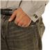 Black Stainless Steel with White Stripes Cuff Links