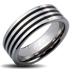 Tungsten Carbide Triple Black Stripes Band Ring
