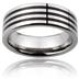Tungsten Carbide Triple Black Stripes Band Ring