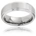 Brushed and Polished Ridged Edge Tungsten Carbide Ring (7mm)
