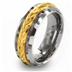 Beveled Edge Tungsten Carbide Ring with Gold Plated Inlay (8mm) 