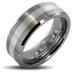 Tungsten Carbide Silver Stripe Inlay Beveled Edge Band Ring