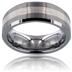 Tungsten Carbide Silver Stripe Inlay Beveled Edge Band Ring