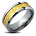 Tungsten Carbide Gold IP Square Checker Inlay Band Ring
