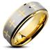 Tungsten Carbide IP Gold and Brushed Ring With Cross Decorations
