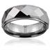 Tungsten Carbide Faceted Ring With Drop Down Edges
