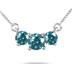 1/4 Carat TW Blue Diamond Three Stone Pendant Necklace in 14K White Gold