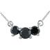 1/4 CT Black Diamond Three Stone Pendant Necklace 14K White Gold