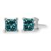 1.00 ct.tw Princess Cut Blue Diamond Solitaire Earrings in 14 kt. White Gold