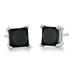 1.50 Carat Black Diamond Princess Cut Stud Earrings in 14K White Gold
