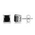 1.50 Carat Black Diamond Princess Cut Stud Earrings in 14K White Gold