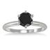 1 Carat Round Black Diamond Solitaire Ring in 14k White Gold